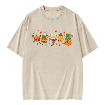 Pagewings All Booked For Fall Unisex Washed T-shirt