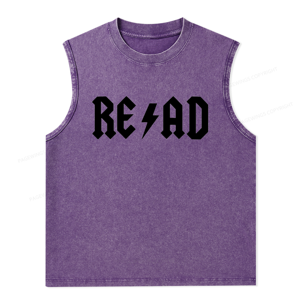 Pagewings Read Back In The Library "rock And Roll" Unisex Washed Tank 