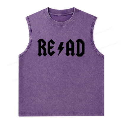 Pagewings Read Back In The Library "rock And Roll" Unisex Washed Tank Top
