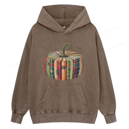 Pagewings Fall Book Pumpkin Unisex Washed Hoodie