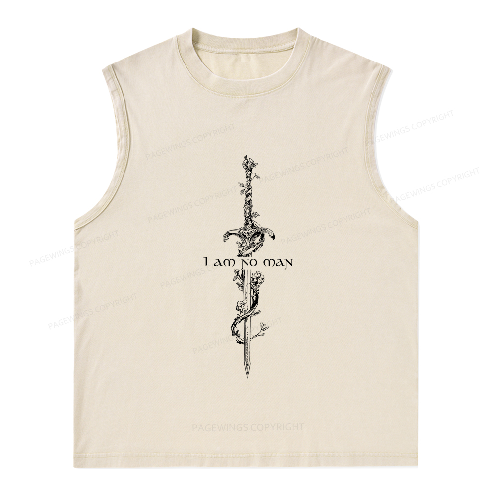 Pagewings I Am No Man Unisex Washed Tank Top