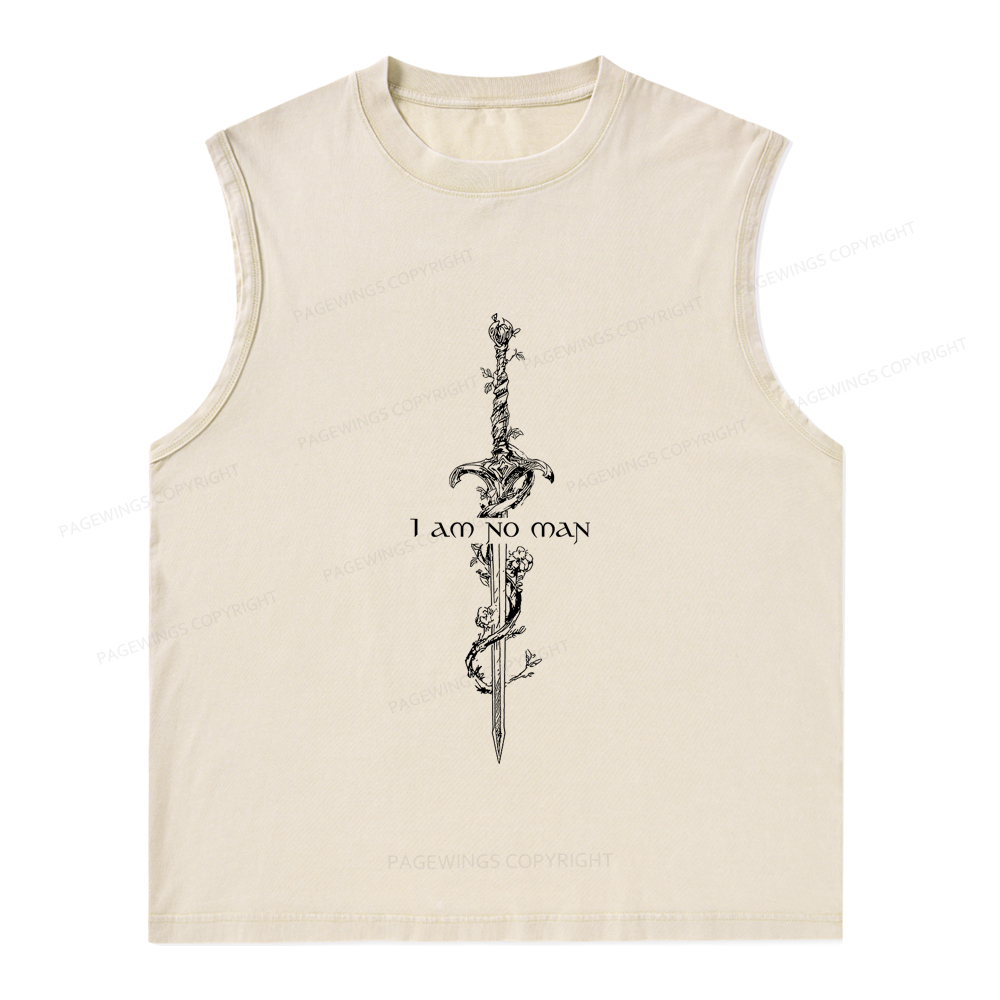 Pagewings I Am No Man Unisex Washed Tank Top