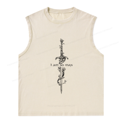 Pagewings I Am No Man Unisex Washed Tank Top