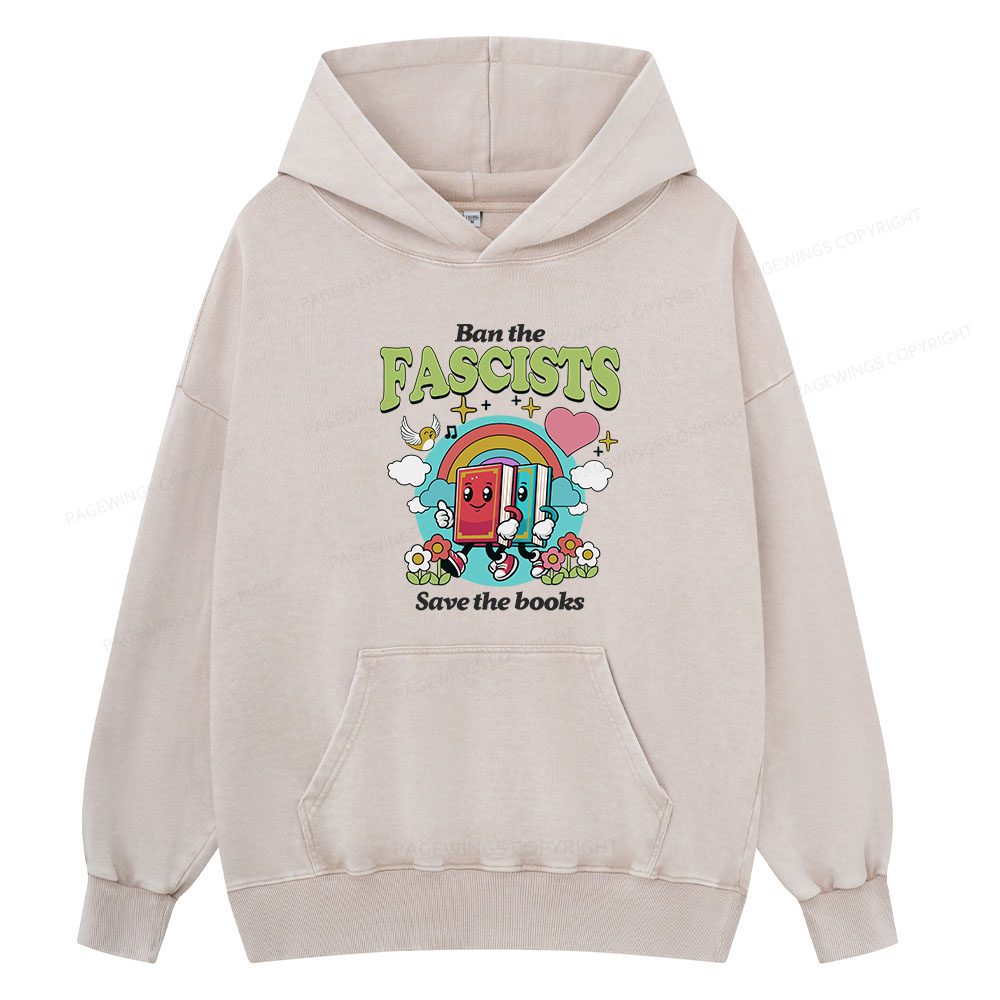 Pagewing Ban the Fascists Save the Books Unisex Washed Hoodie