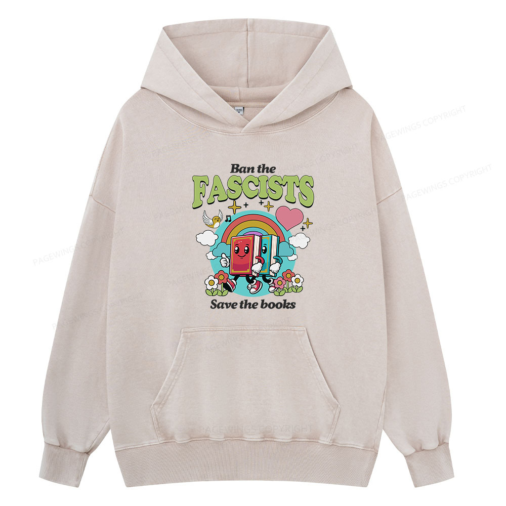 Pagewing Ban the Fascists Save the Books Unisex Washed Hoodie