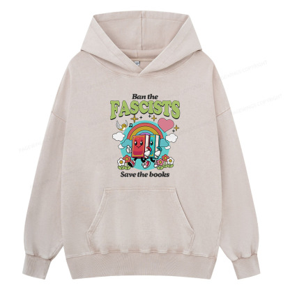 Pagewing Ban the Fascists Save the Books Unisex Washed Hoodie