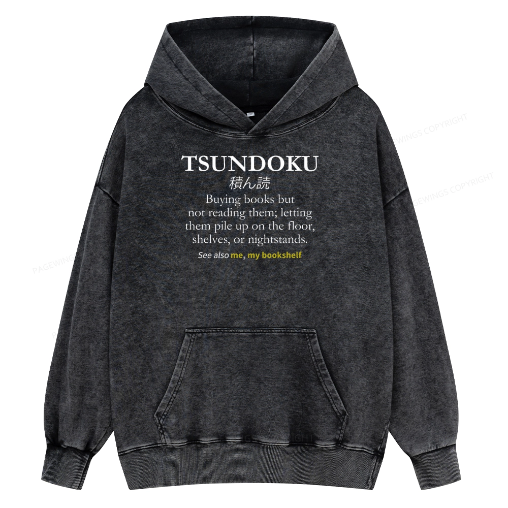Pagewings Tsundoku Reader Unisex Washed Hoodie