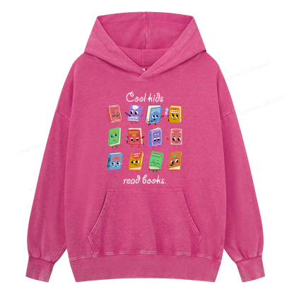 Pagewings Cool Kids Read Books Unisex Washed Hoodie