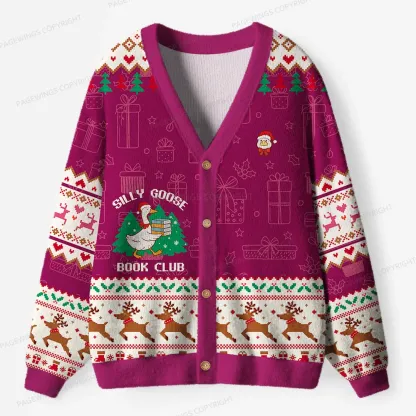 Pagewings Silly Goose Book Club Unisex Ugly Cardigan Sweaters