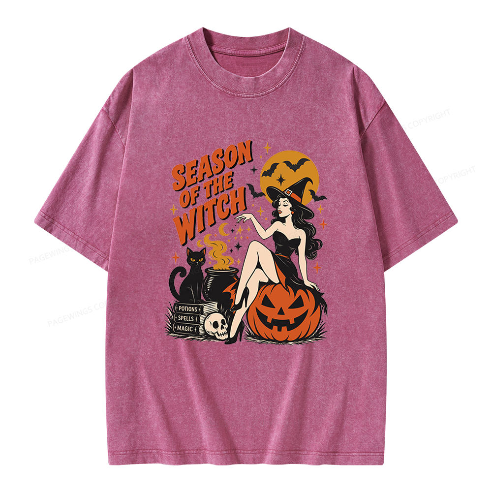 Pagewings Season Of The Witch Unisex Washed T-shirt