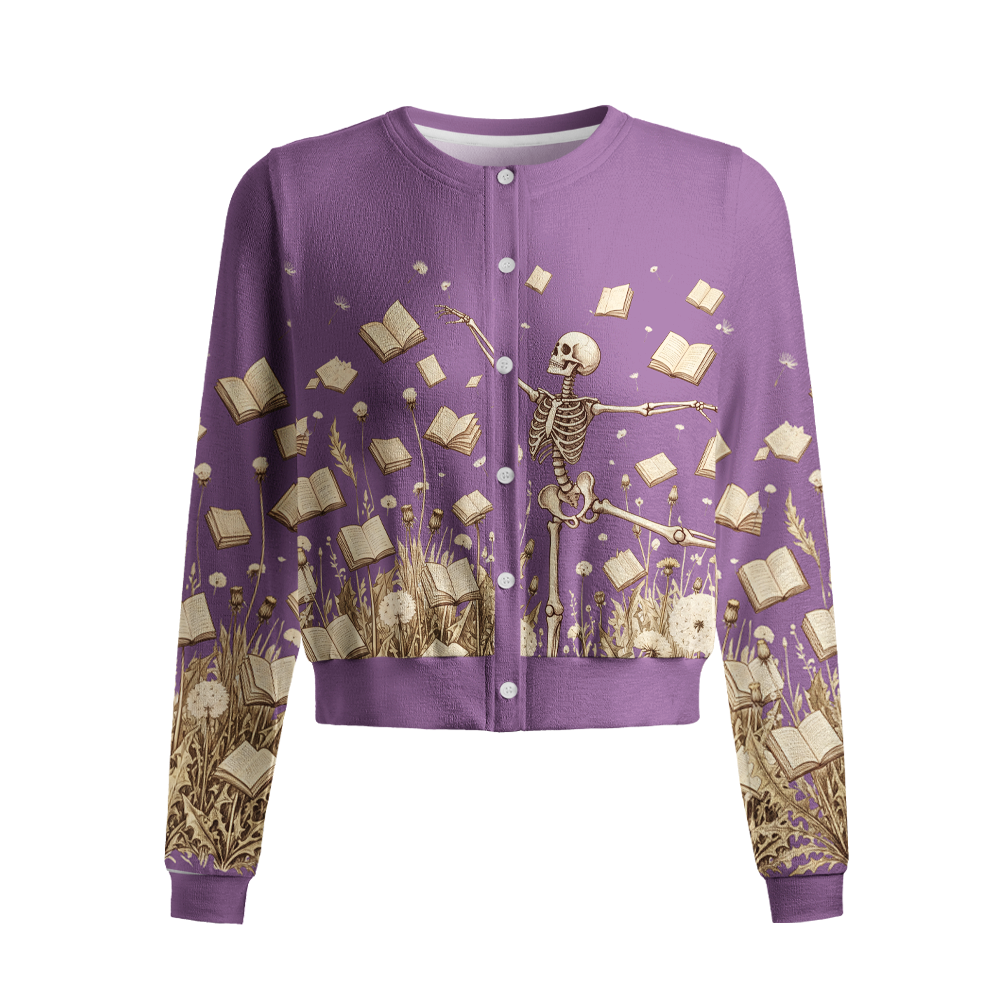 Pagewings Dandelion Skull Crew Neck Cardigan Sweaters