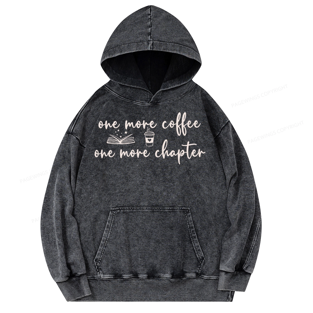 Pagewing Just One More Coffee and Books Unisex Washed Hoodie