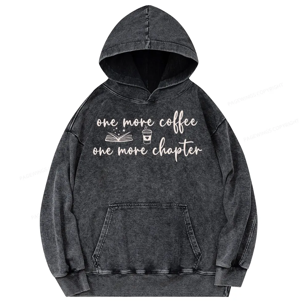 Pagewing Just One More Coffee and Books Unisex Washed Hoodie