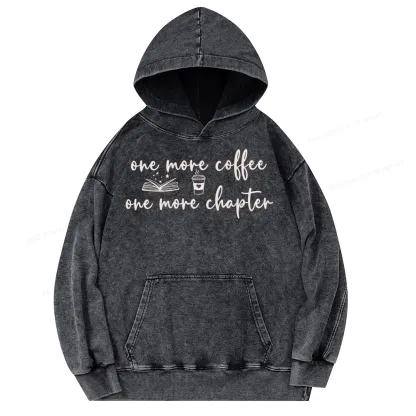 Pagewing Just One More Coffee and Books Unisex Washed Hoodie