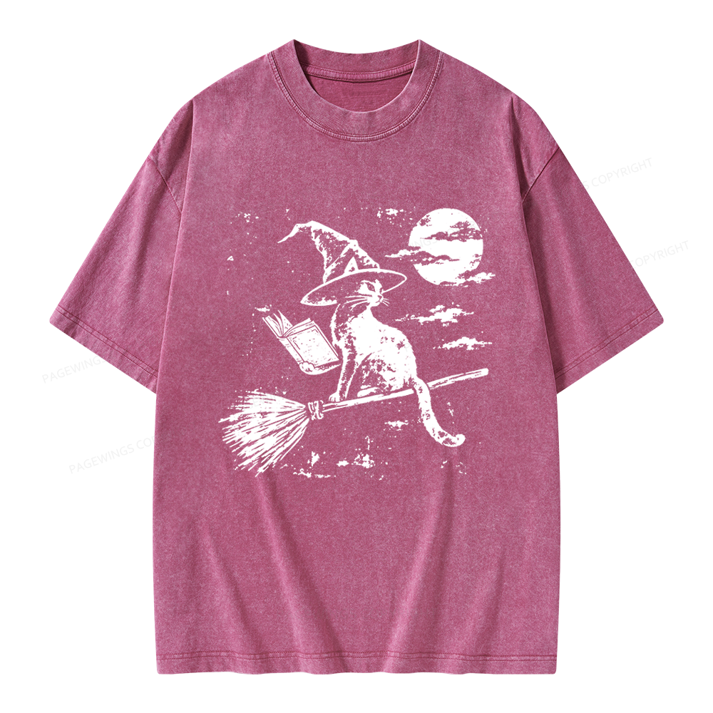 Pagewings Witchy Cat Unisex Washed T-shirt