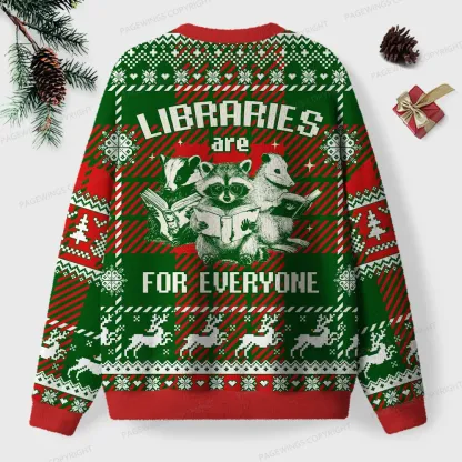 Pagewings Libraries Are For Everyone Unisex Ugly Knit Sweatshirt