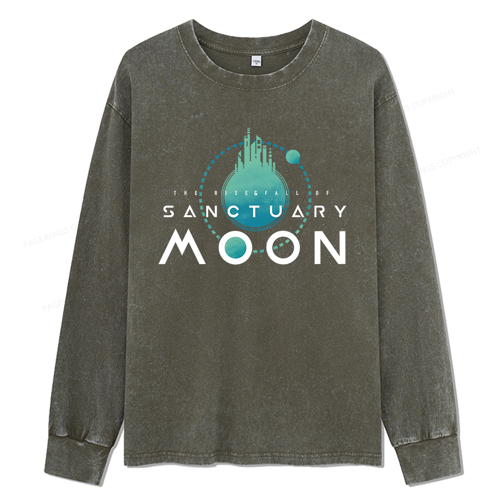 Pagewings Sanctuary Moon Unisex Washed Long Sleeve T-shirt