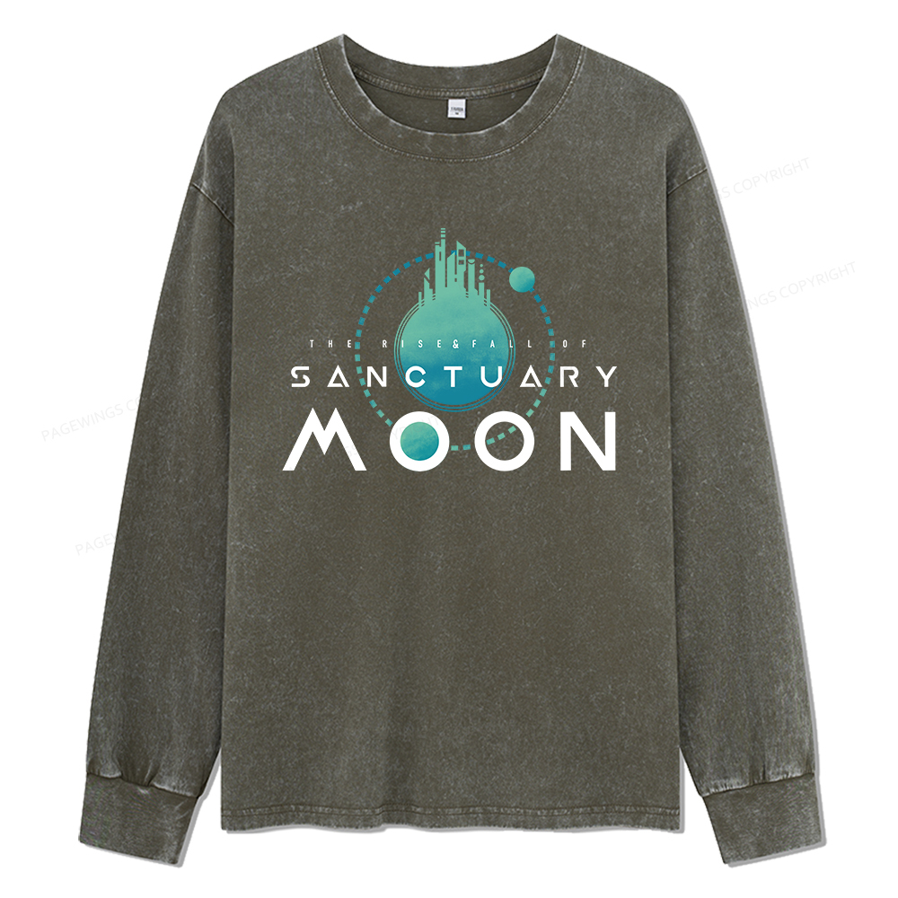 Pagewings Sanctuary Moon Unisex Washed Long Sleeve T-shirt