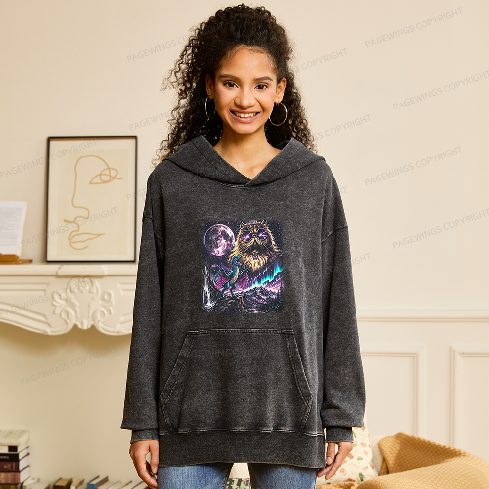 Pagewings Sci Fi Books Lover Unisex Washed Hoodie