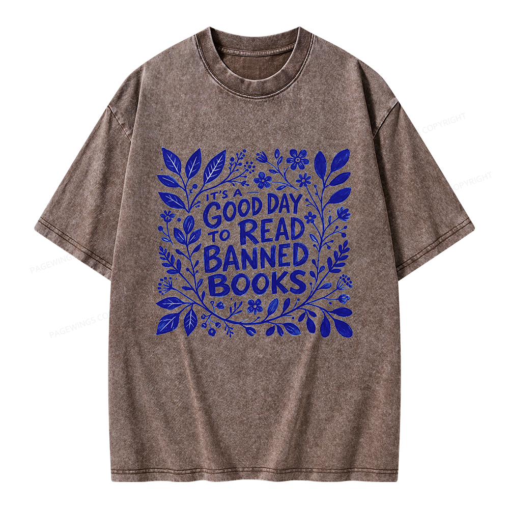 Pagewings It‘s A Good Day To Read Banned Books Unisex Washed T-shirt