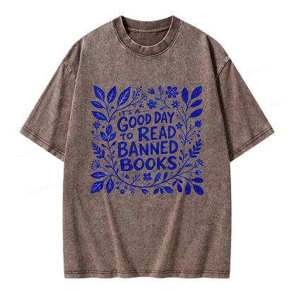 Pagewings It‘s A Good Day To Read Banned Books Unisex Washed T-shirt