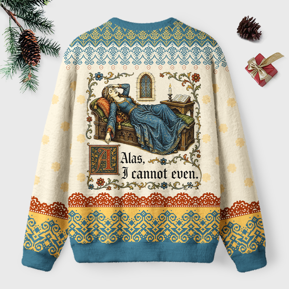 Pagewings Medieval Book Lover Unisex Ugly Light Knit Sweatshirt