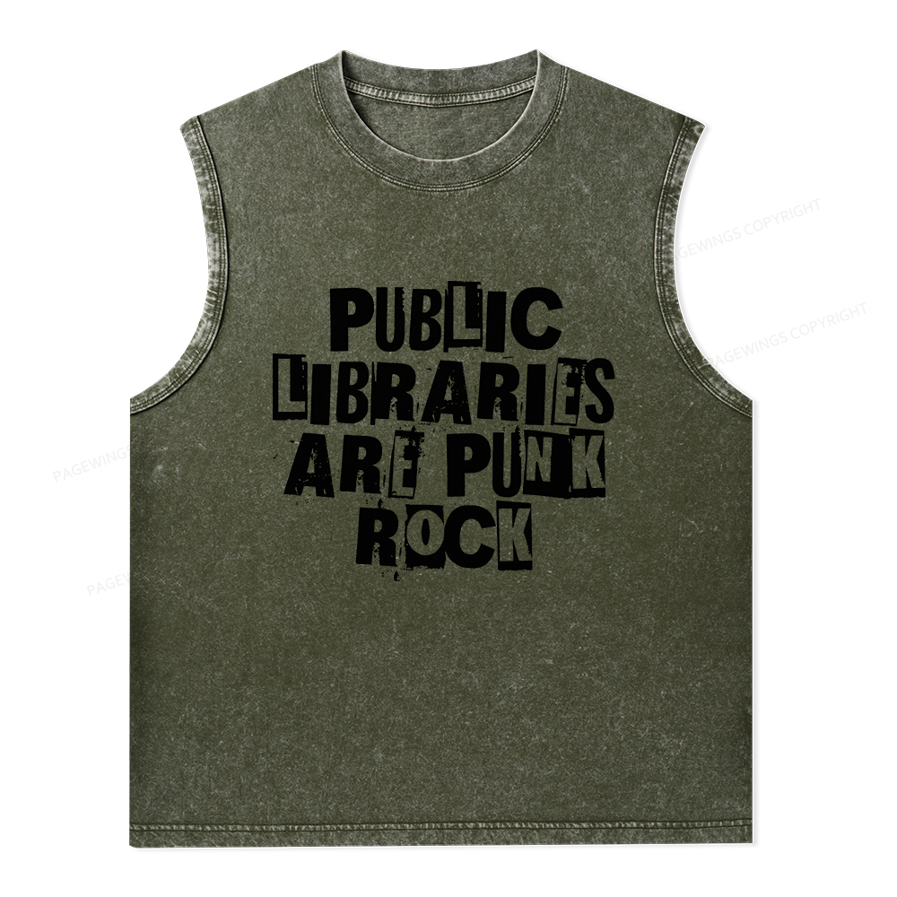 Pagewings Public Libraries Are Punk Rock Unisex Washed Tank Top