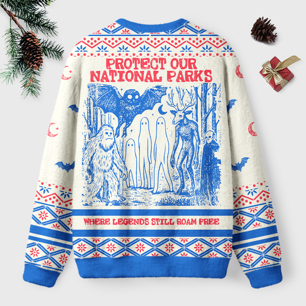 Pagewings Protect Our National Parks Unisex Ugly Light Knit Sweatshirt