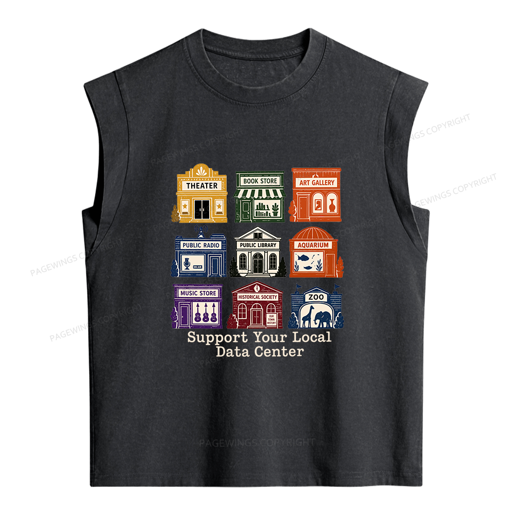 Pagewing Support Your Local Data Center Women's Washed Tank Top
