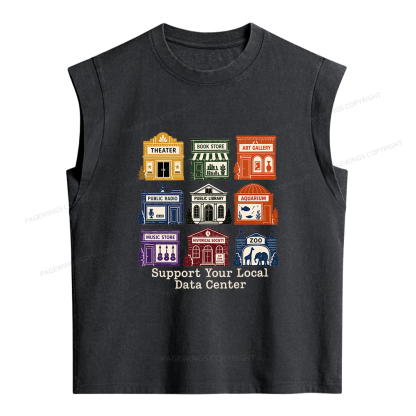 Pagewing Support Your Local Data Center Women's Washed Tank Top