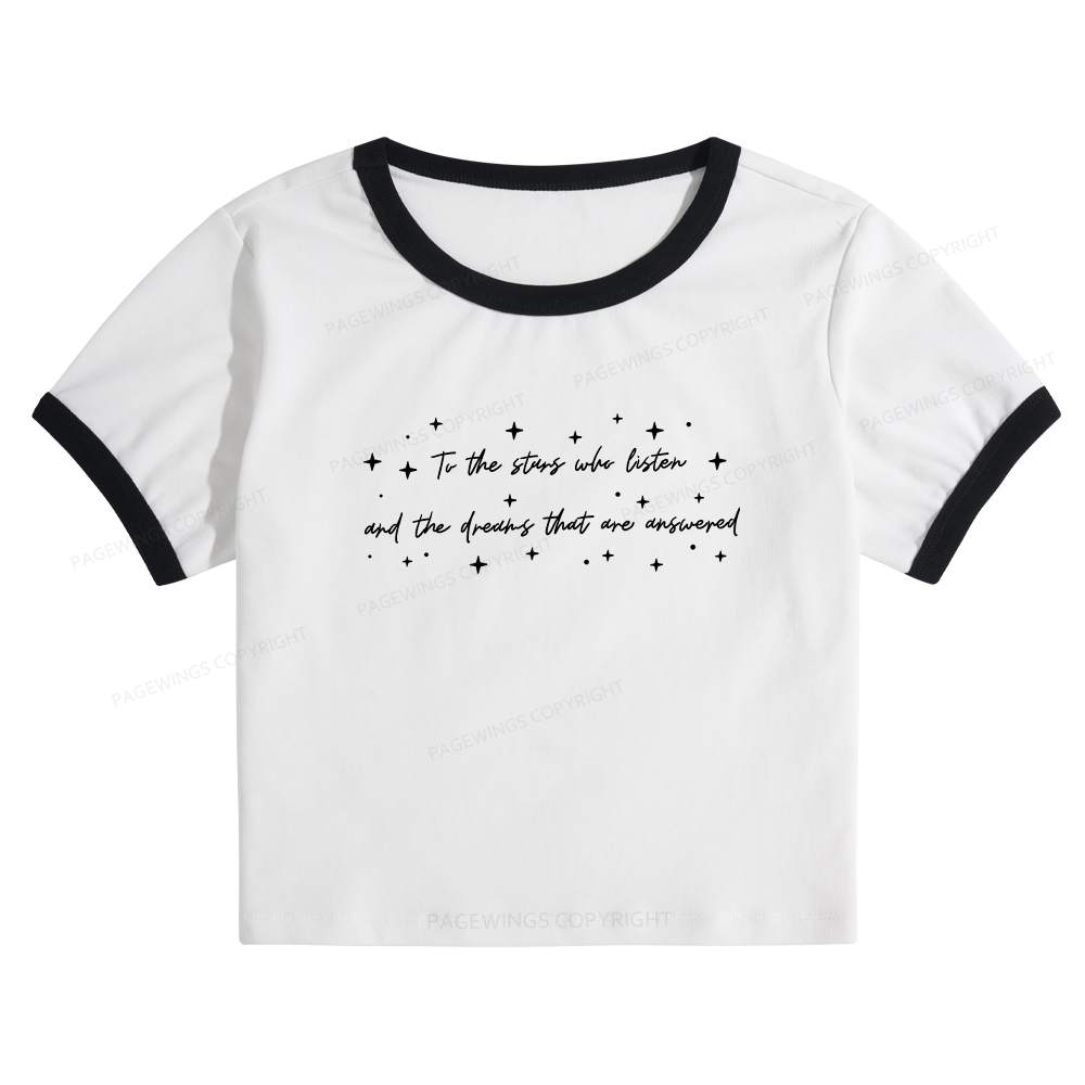 Pagewings To the Stars Who Listen Baby Tee Cropped Ringer T-Shirt