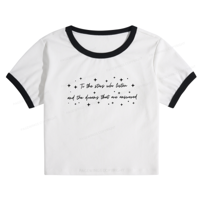 Pagewings To the Stars Who Listen Baby Tee Cropped Ringer T-Shirt