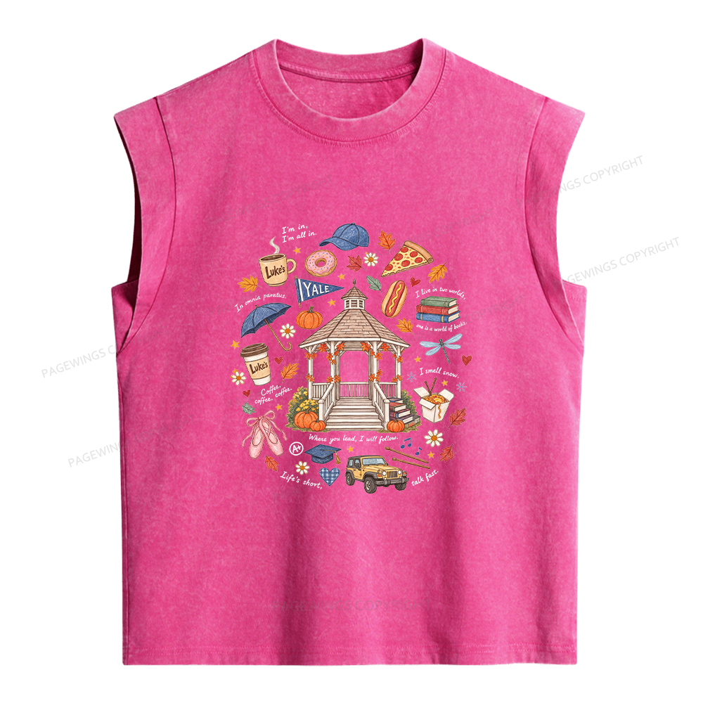 Pagewings Cozy Autumn Book Lover Women's Washed Tank Top