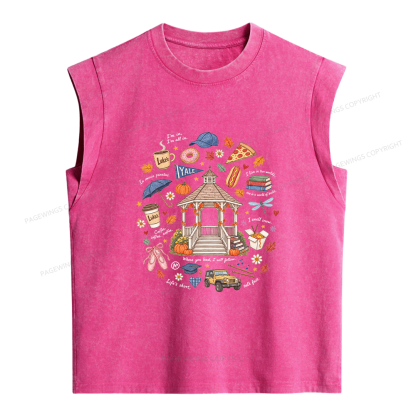 Pagewings Cozy Autumn Book Lover Women's Washed Tank Top