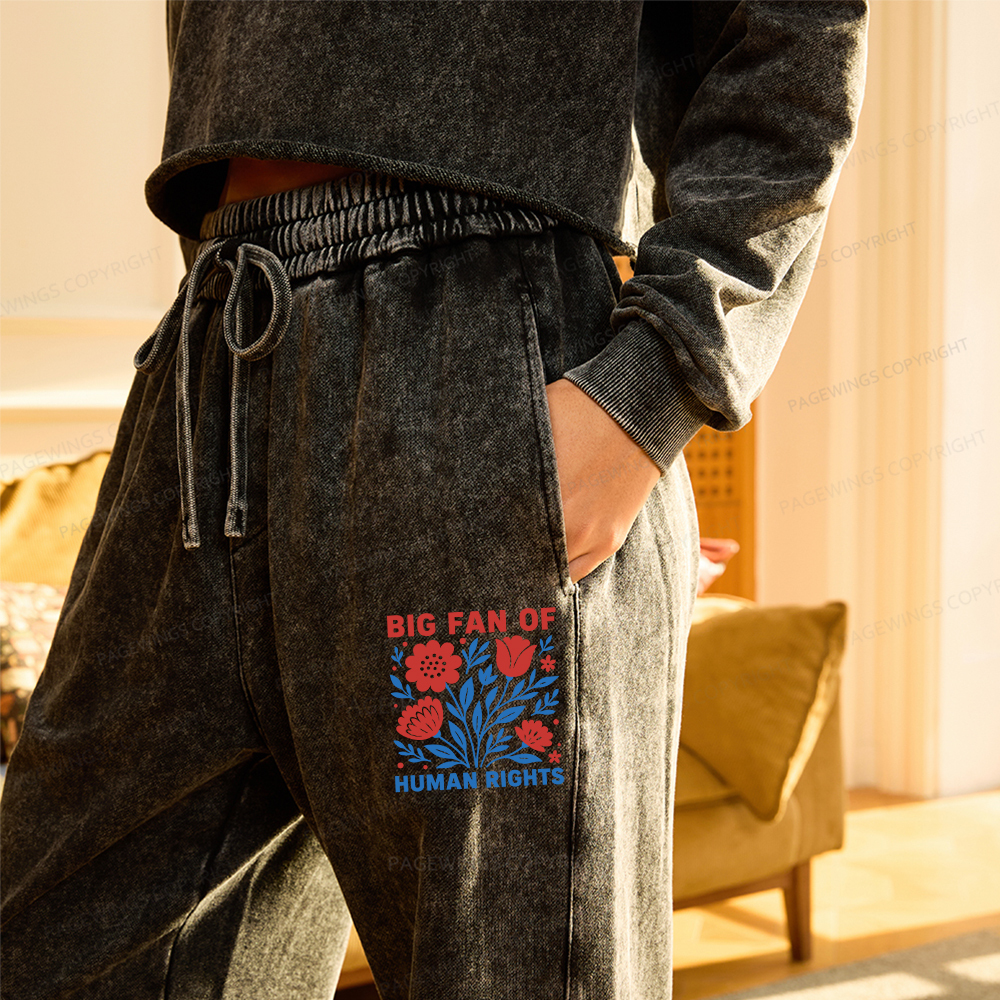 Pagewings Big Fan Of Human Rights Unisex Washed Sweatpants
