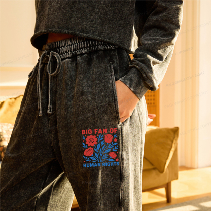 Pagewings Big Fan Of Human Rights Unisex Washed Sweatpants