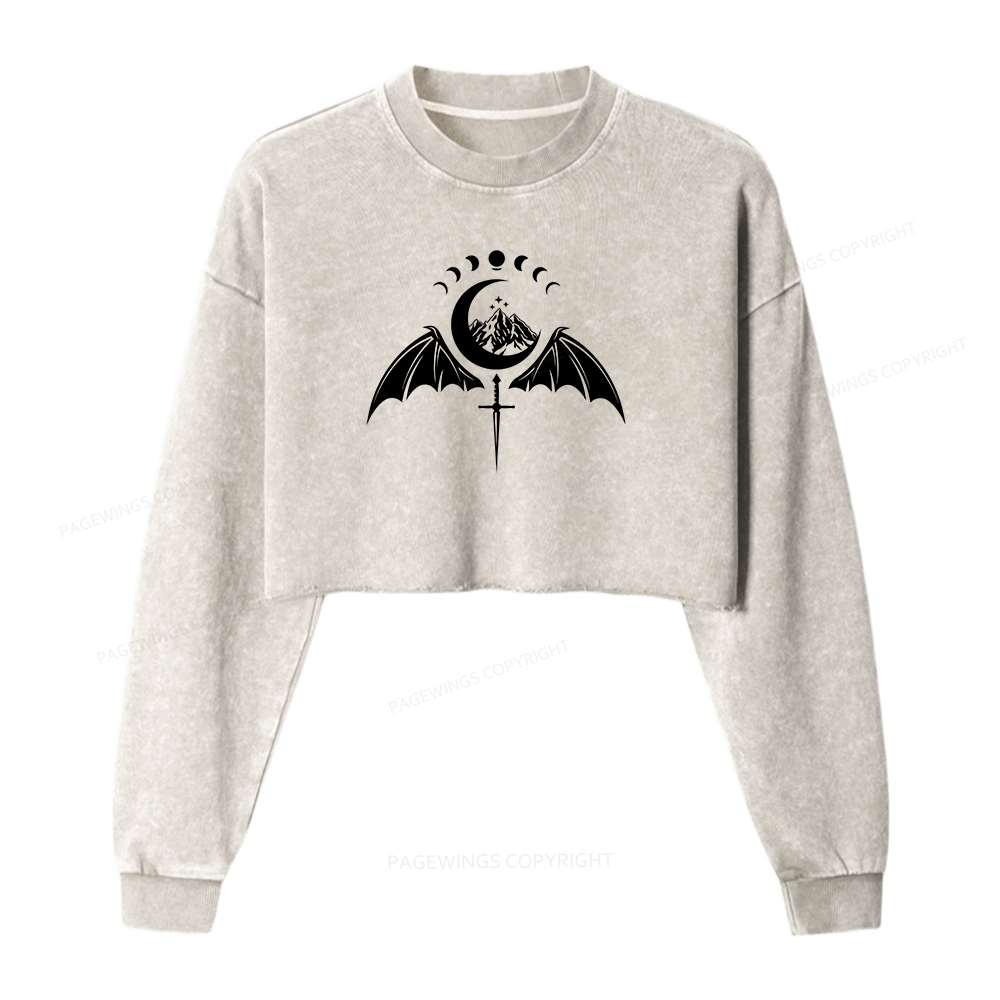 Pagewings Fantasy Bookish Washed Crop Sweatshirt