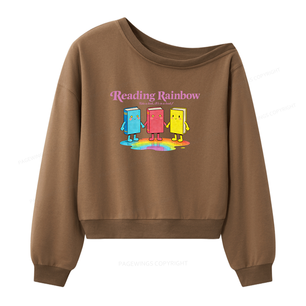 Pagewings Take A Look It's In A Book Women Off Shoulder Sweatshirt