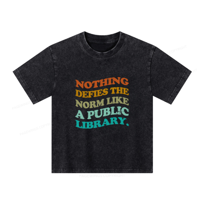 Pagewings Nothing defies the norm like a public library Unisex Kids Washed T-shirt
