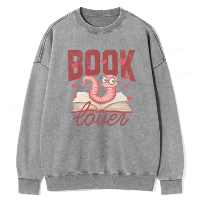 Pagewings Bookish Valentine's Day Gift for Her Unisex Washed Sweatshirt