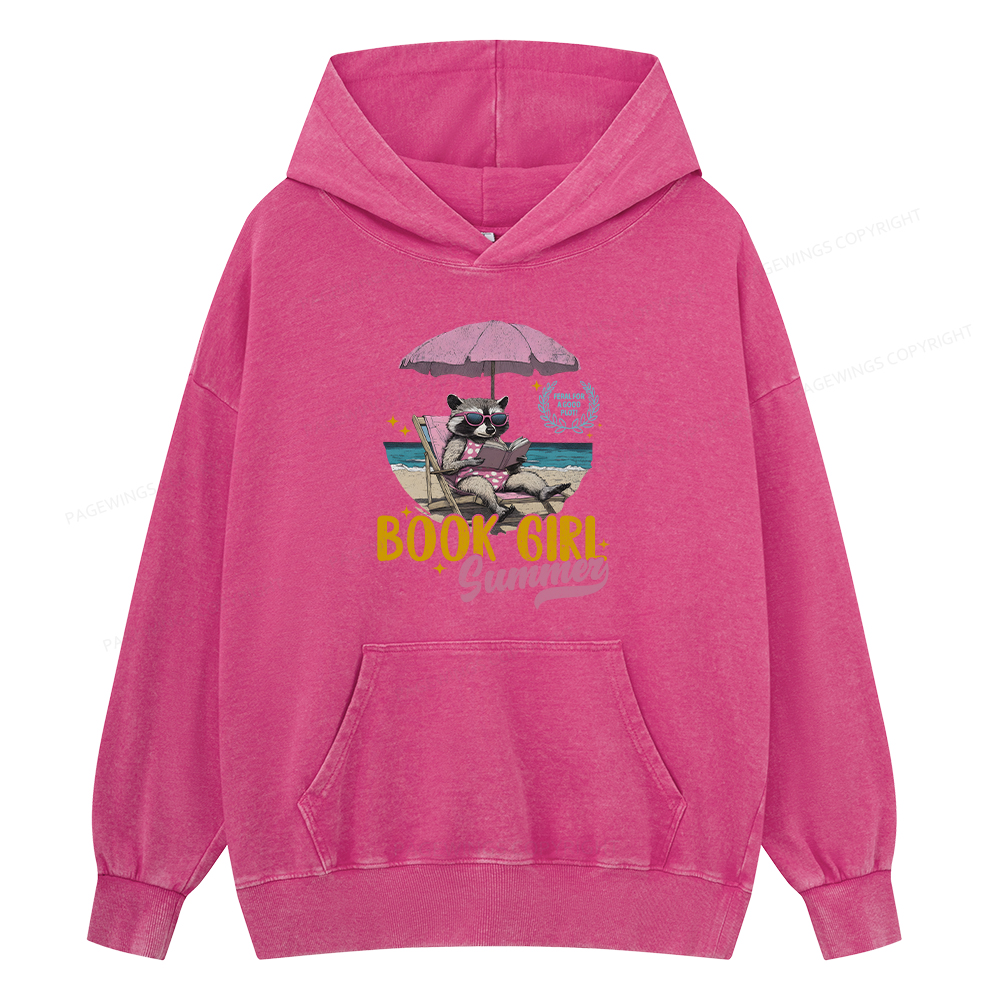 Pagewing Book Girl Summer Unisex Washed Hoodie
