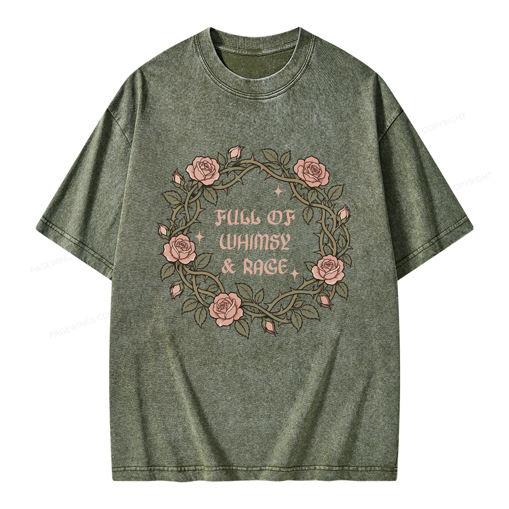 Pagewings Full of Whimsy and Rage Unisex Washed T-shirt