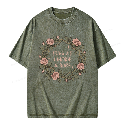 Pagewings Full of Whimsy and Rage Unisex Washed T-shirt