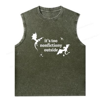 Pagewings It’s Too Nonfictiony Outside Unisex Washed Tank Top
