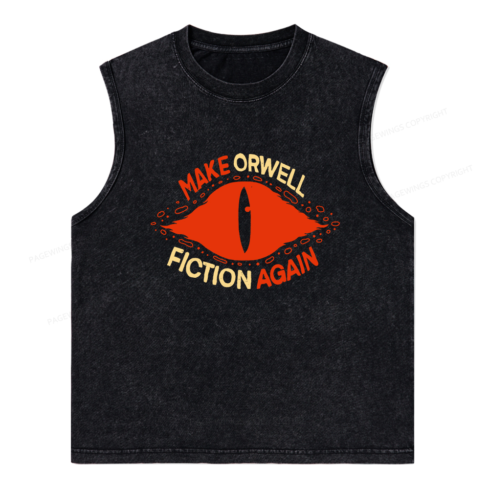 Pagewings Make Orwell Fiction Again Unisex Washed Tank Top