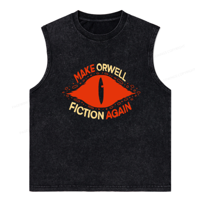 Pagewings Make Orwell Fiction Again Unisex Washed Tank Top