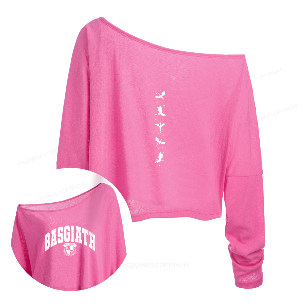 Pagewings Fantasy Bookish Slouchy Long Sleeve Off Shoulder T-shirt
