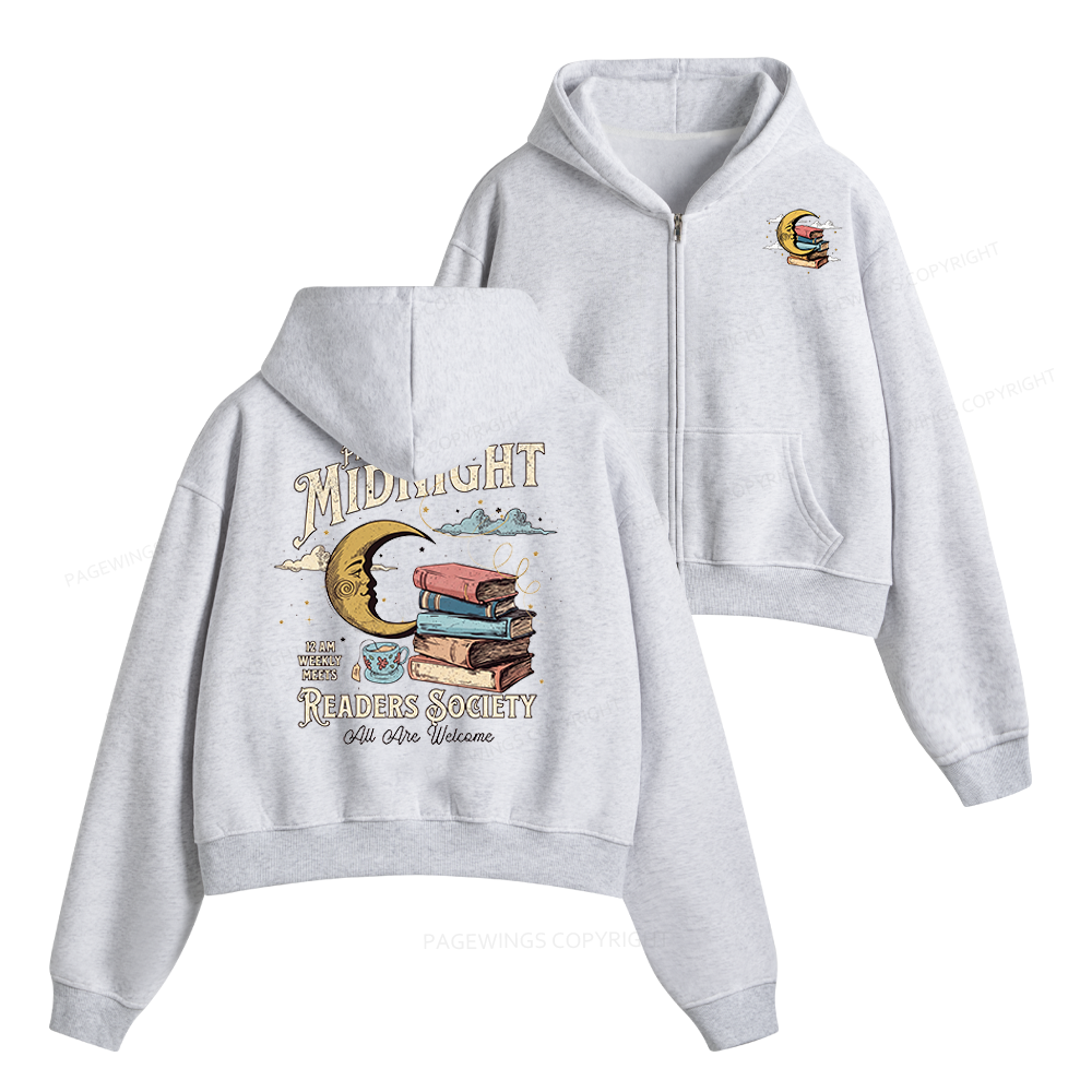 Pagewings Midnight Readers Society Fleece Zip-Up Hoodie
