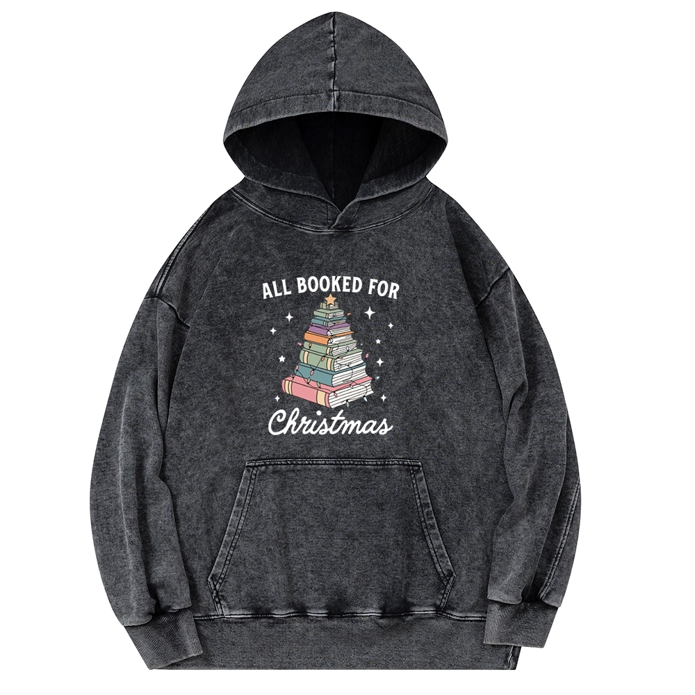 Pagewings All Booked For Christmas Unisex Washed Hoodie