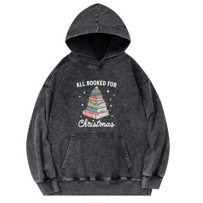Pagewings All Booked For Christmas Unisex Washed Hoodie